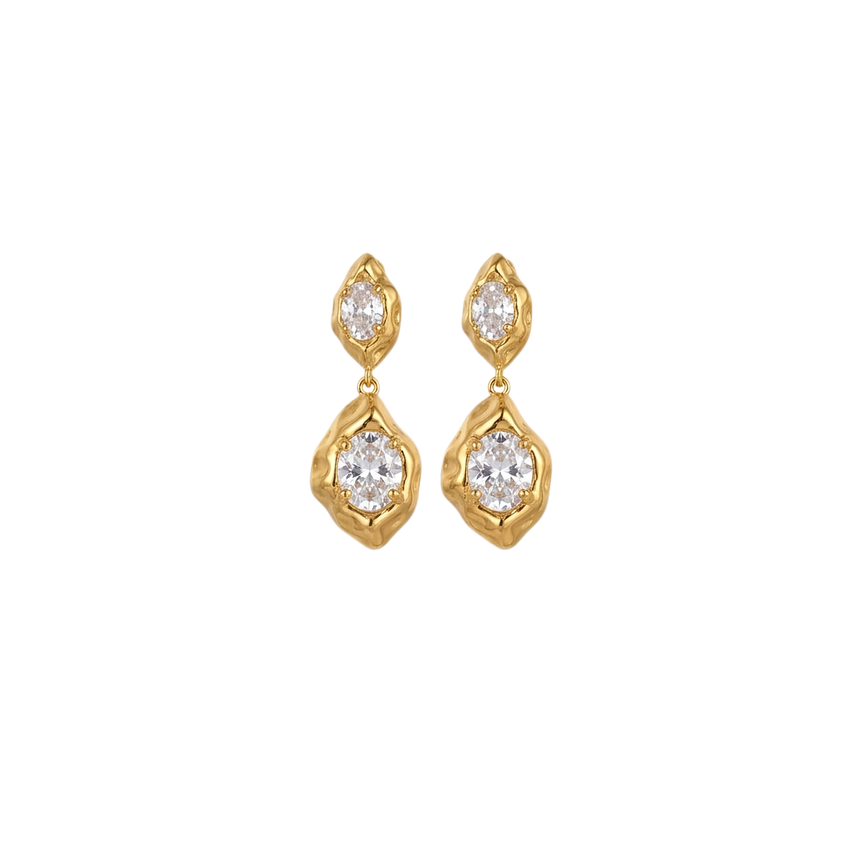 Irene Earrings | Gold double drop crystal earrings