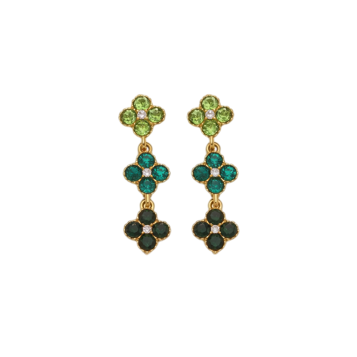 Georgina Earrings | Gold multicolor floral enamel drop earrings