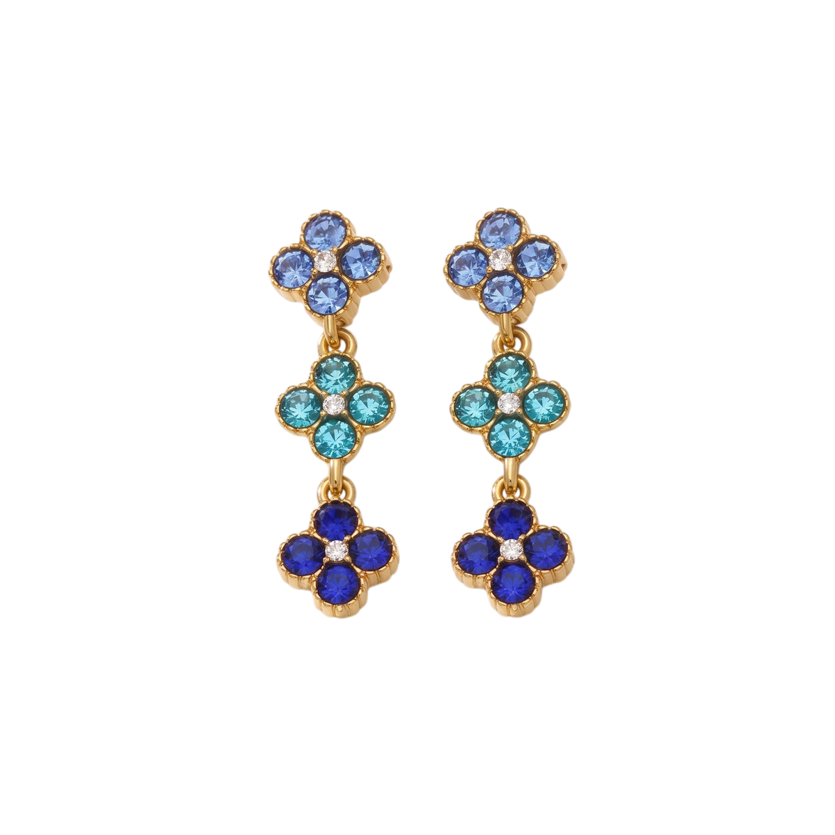 Clarisse Earrings | Gold multicolor clover drop earrings