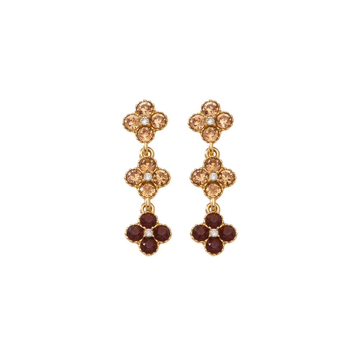 Eleanora Earrings | Gold crystal floral drop earrings