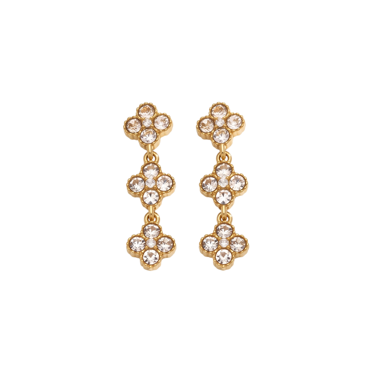 Florence Earrings | Gold diamond floral drop earrings