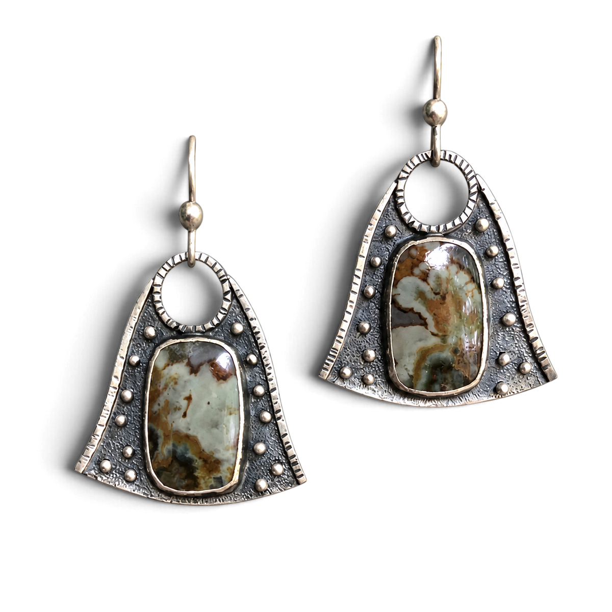 Sylvie Earrings | Speckled Stone Spiral Earrings