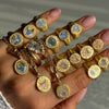 Vittoria Rings | Waterproof Vintage Gold Signet Rings with Hand-Painted Art | Anti Tarnish Stainless Steel