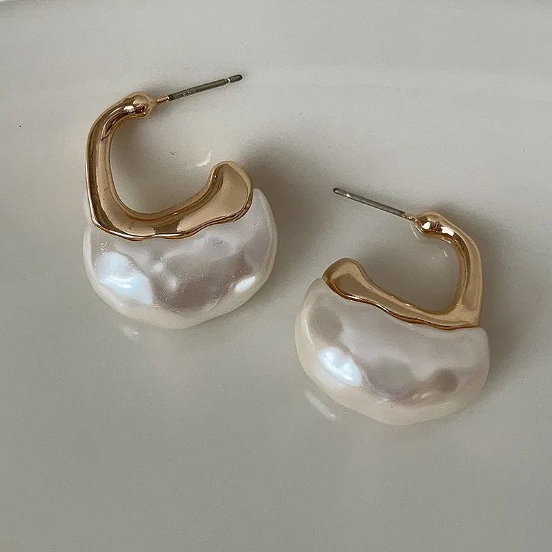 Nadine Earrings | Gold clear sculptural hoop earrings
