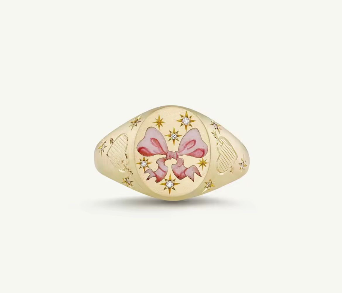 Pink Posy Floral Signet Ring