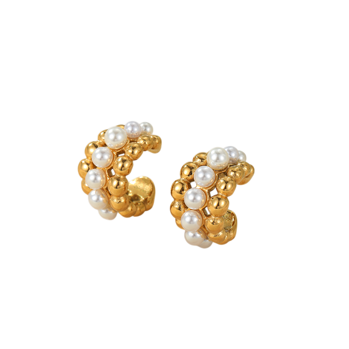 Beatrice gold pearl cluster hoop earrings