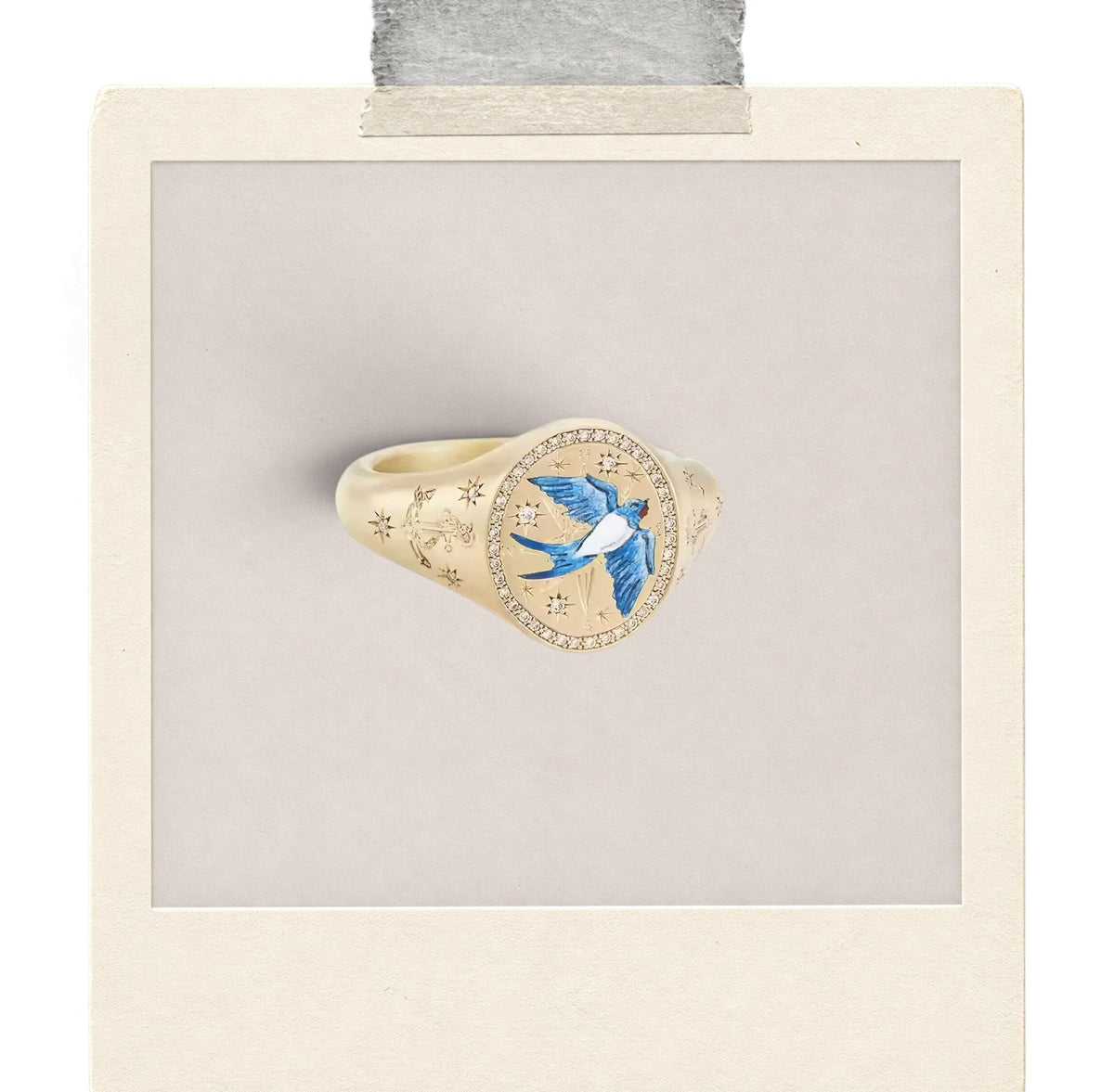 Bluebird Secret Emblem Signet Ring