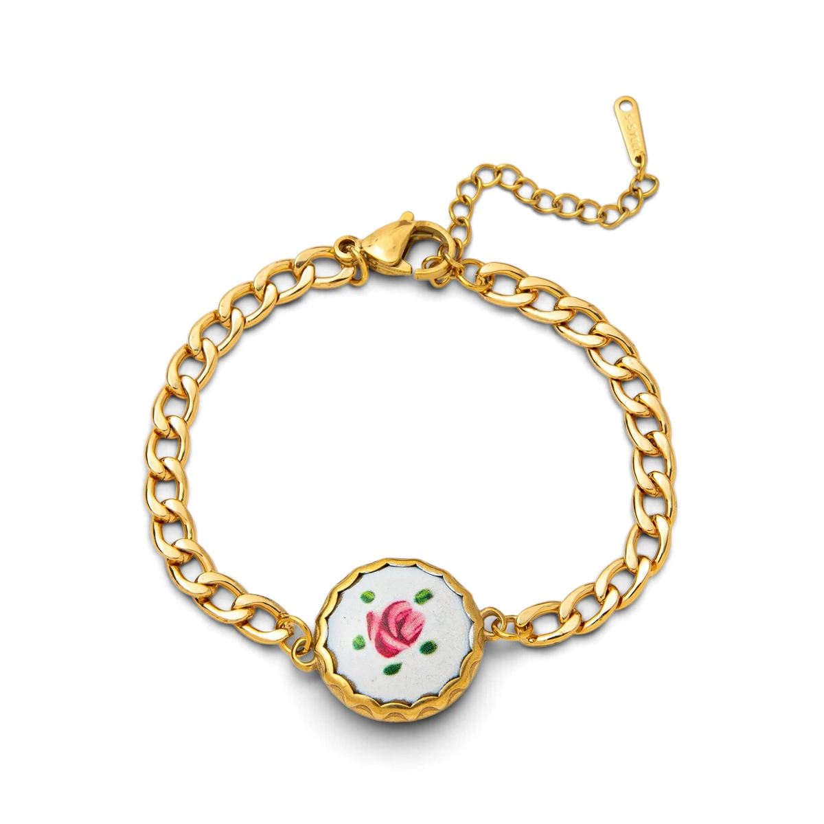 Rosalie Bracelet | Floral Charm Bracelet transparent background image