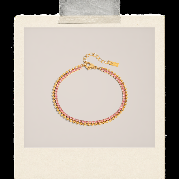 Thea Bracelet | Pink Tennis Bracelet Polaroid image