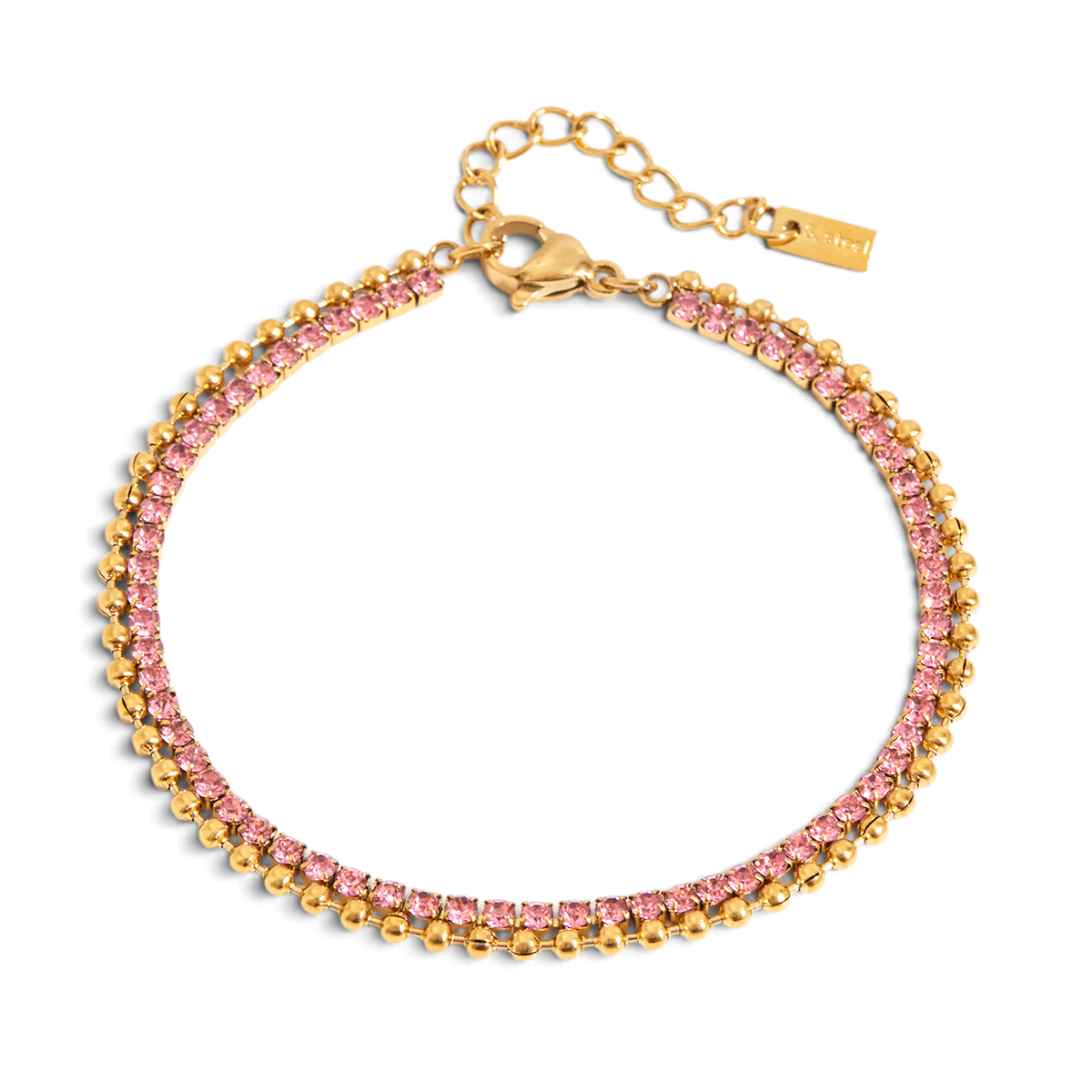 Thea Bracelet | Pink Tennis Bracelet transparent background image