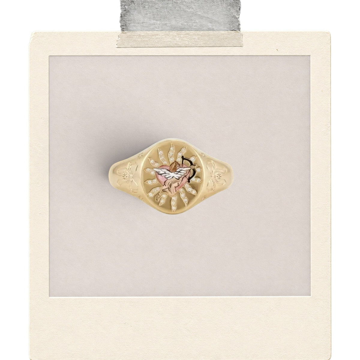 Compass Rose Etched Signet Ring