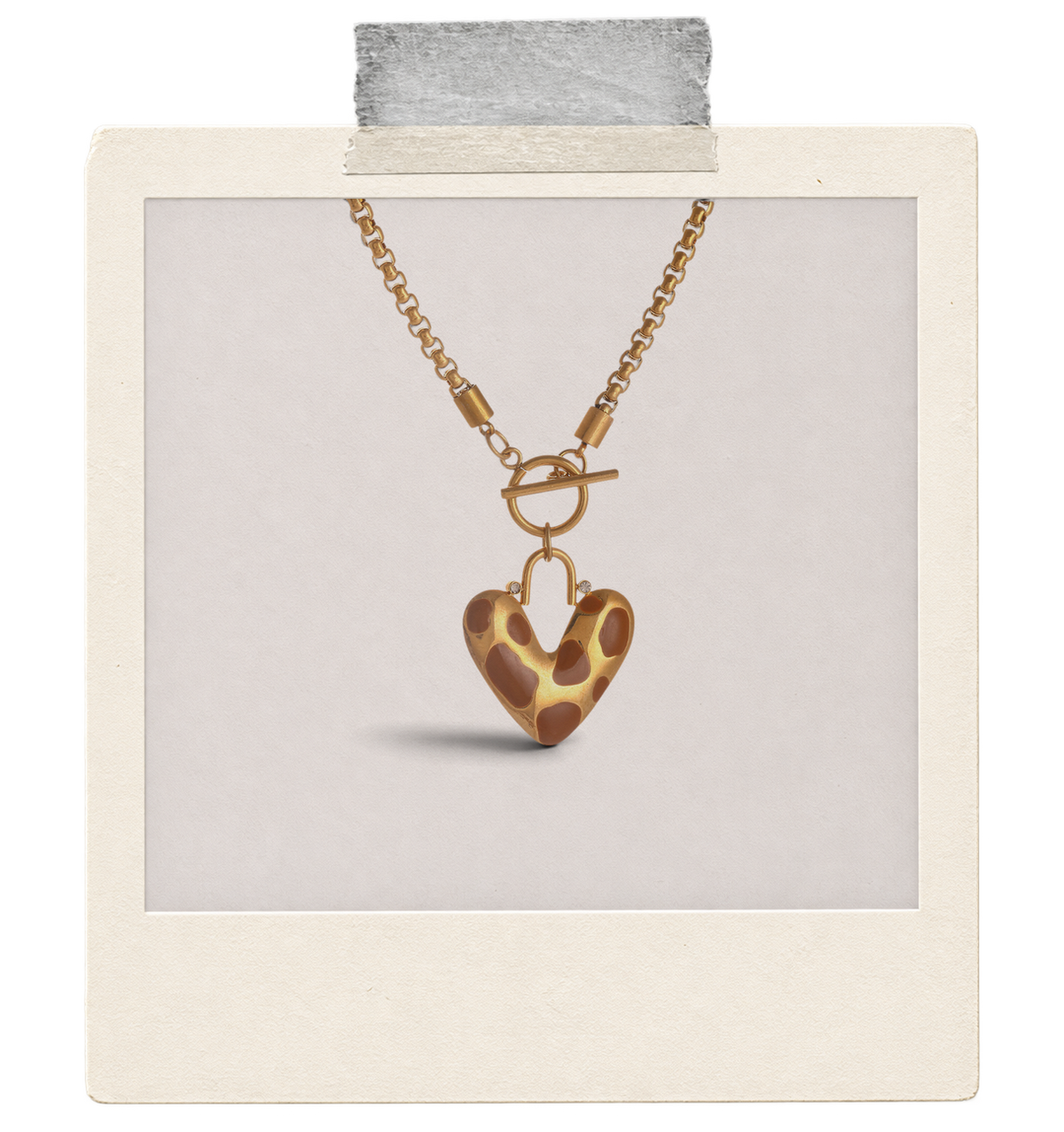 Honey Heart Sculptural Heart Toggle Necklace — front toggle and ring