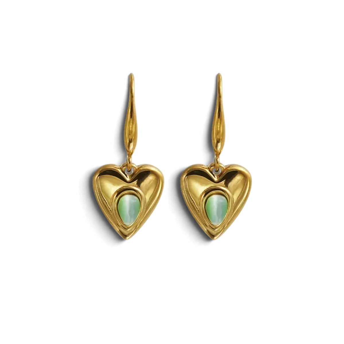 Aureline Earrings | Gold Mint Heart Earrings