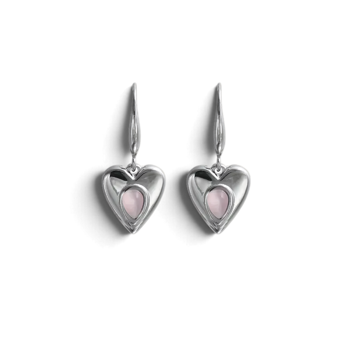Lillian Earrings | Pink Heart Drop Earrings