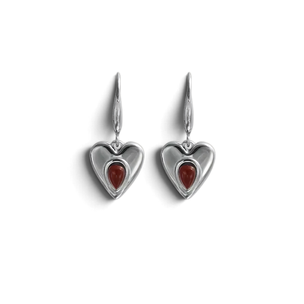 Roselyn Earrings | Silver Heart Drop Earrings