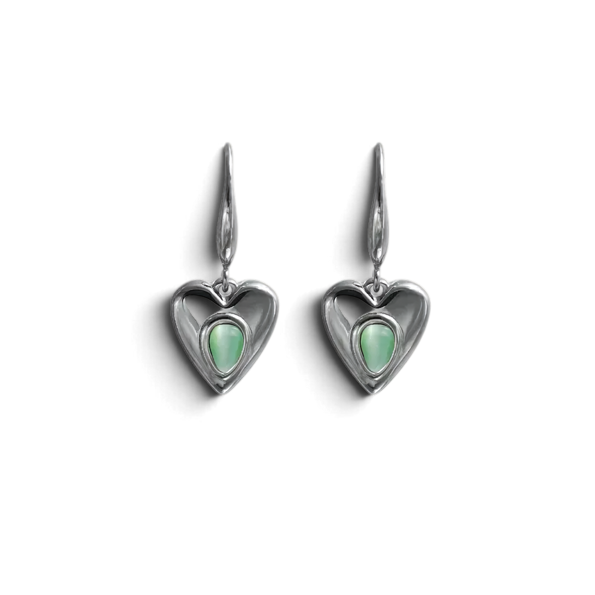 Maren Earrings | Mint Heart Drop Earrings