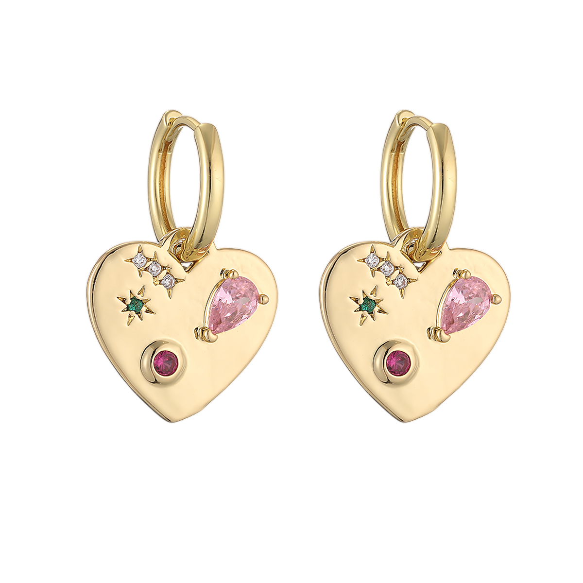 Isobel gold enamel heart earrings