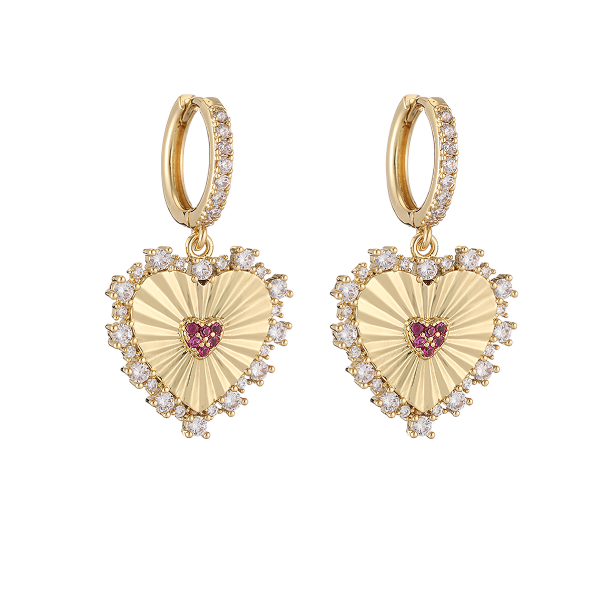 Kaia gold red heart earrings