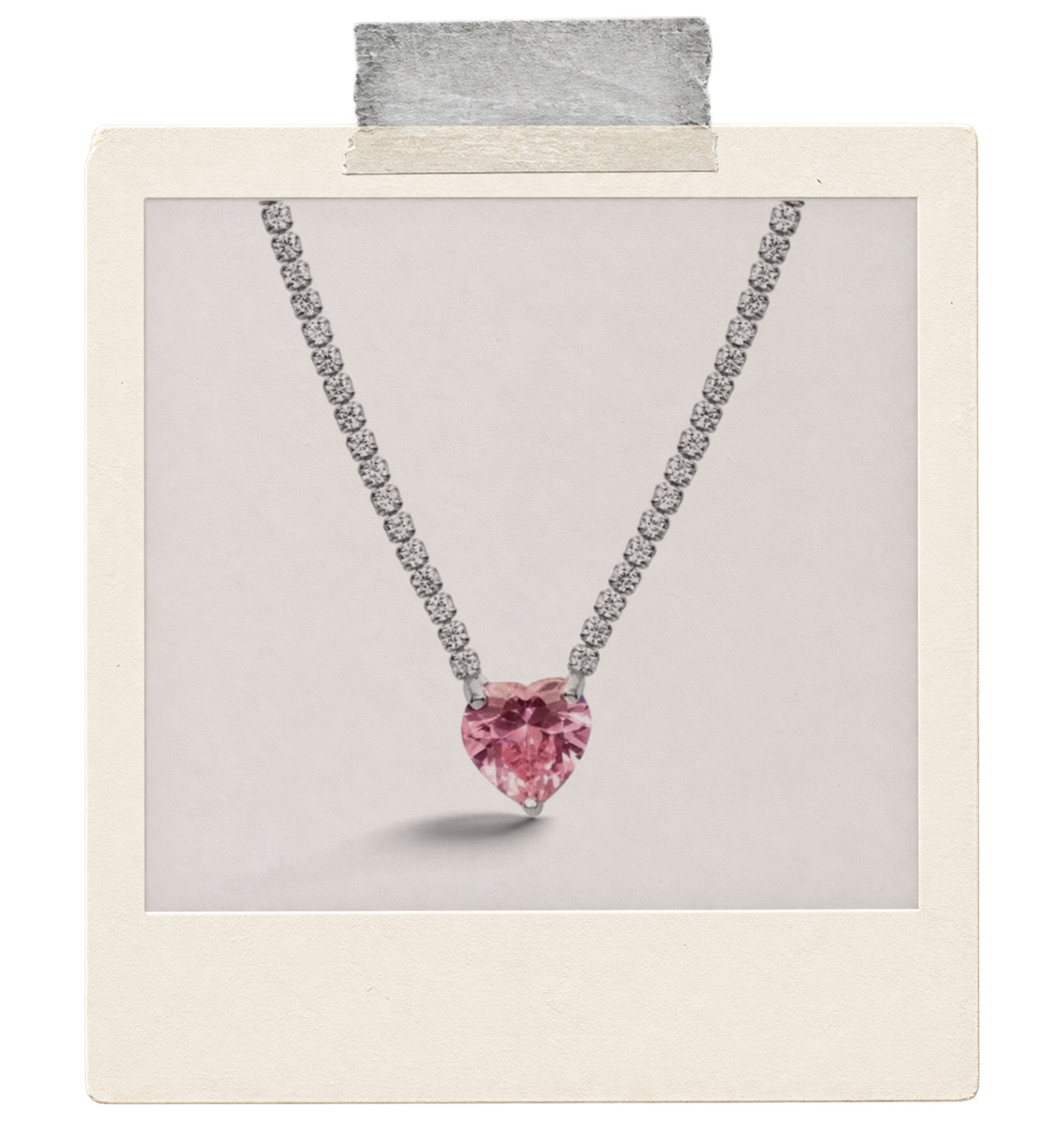 Pink Wish Pink Heart Stone Necklace — pink heart-shaped faceted centre