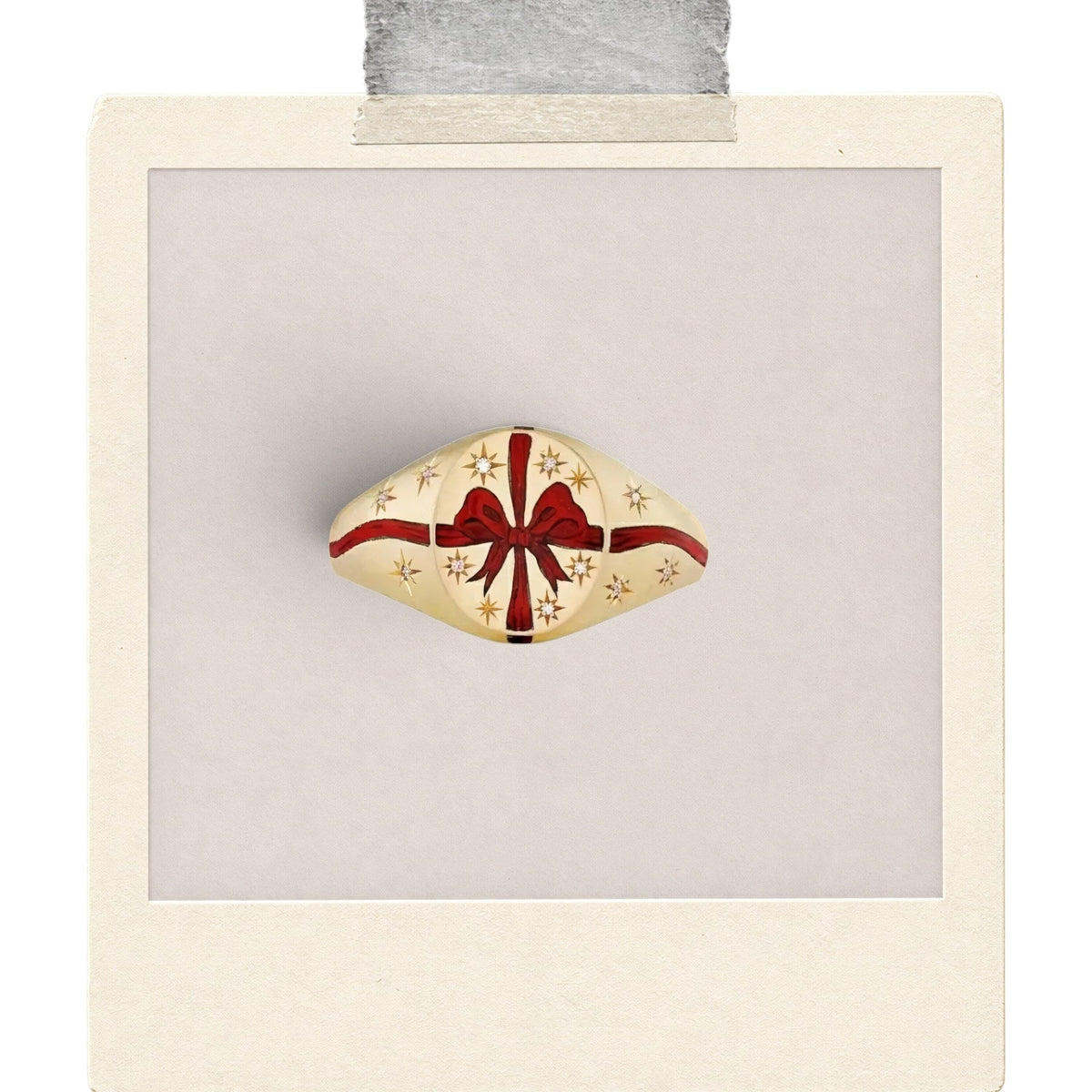 Ribbon Cross Crest Signet Ring