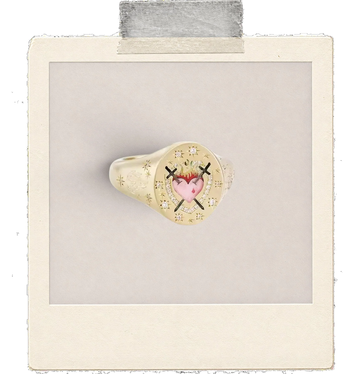 Rose Letter Heart Signet Ring