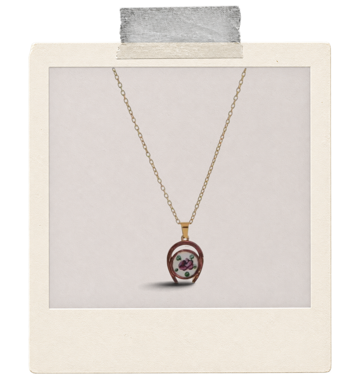 Rose Window Open Oval Floral Pendant Necklace