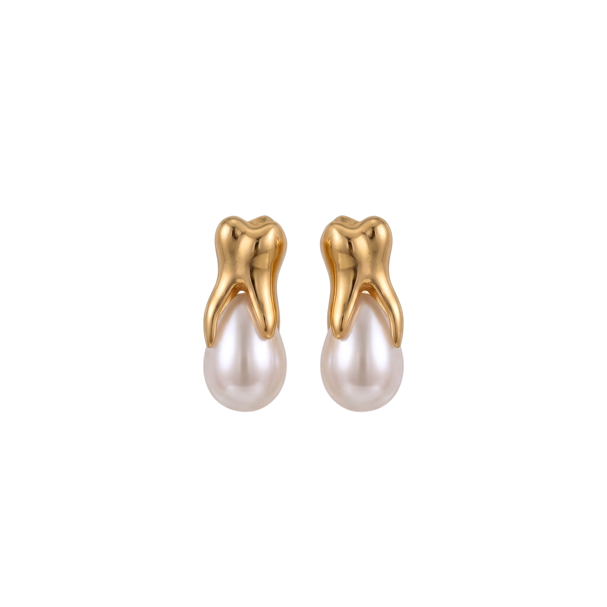 Serena gold sculptural pearl earrings