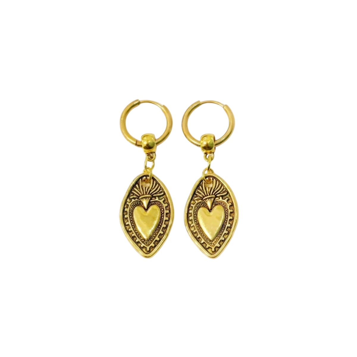 Sylvie gold swan heart hoop earrings