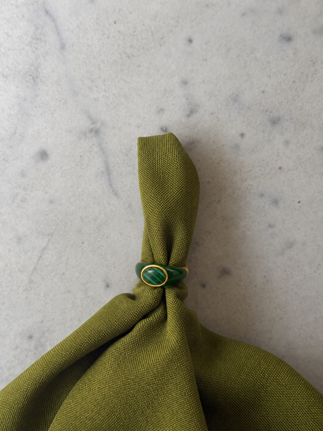 Verdant Vow Green Oval Signet Ring styled creative